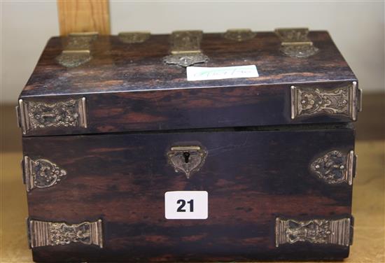 Silver mounted coromandel box